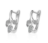HYHJYMG jewellery Women Silver Earrings, 925 Sterling Silver Hoop Huggie Rhinestone Earrings Bow Star Leaf Butterfly Heart Crystal Cute Geometry Gifts For Girlfriend, Wife, Sister, Daughter, Mother On
