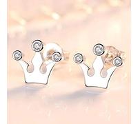 HYHJYMG jewellery Women Silver Earrings, 925 Sterling Silver Stud Earrings Woman Fashion Jewelry Retro Crown Crystal Zircon jewelry