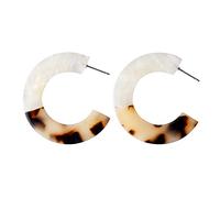 HYHJYMG jewellery Women Silver Earrings, Trendy C Shape Stitching Color Round Hoop Earrings Temperament Women Tortoise Shell Bijoux Statement Party Jewelry Gifts For Girlfriend, Wife, Sister,