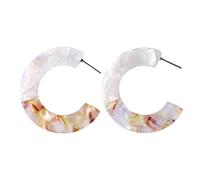 HYHJYMG jewellery Women Silver Earrings, Trendy C Shape Stitching Color Round Hoop Earrings Temperament Women Tortoise Shell Bijoux Statement Party Jewelry Gifts For Girlfriend, Wife, Sister,