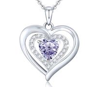 HYHJYMG jewelry Birthstone for Women, Sterling Silver for Women, Forever Love Silver Heart with Birthstones as Anniversary/Birthday Gift for Mom, Wife, Girlfriend or Loved Ones Jewelry for girls