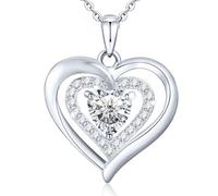 HYHJYMG jewelry Birthstone for Women, Sterling Silver for Women, Forever Love Silver Heart with Birthstones as Anniversary/Birthday Gift for Mom, Wife, Girlfriend or Loved Ones Jewelry for girls