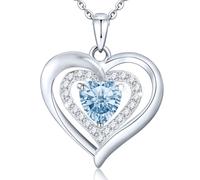 HYHJYMG jewelry Birthstone for Women, Sterling Silver for Women, Forever Love Silver Heart with Birthstones as Anniversary/Birthday Gift for Mom, Wife, Girlfriend or Loved Ones Jewelry for girls