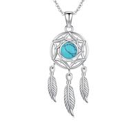 HYHJYMG jewelry Dream Catcher Sterling Silver Moonstone/Turquoise Dream Catcher Pendant s Butterfly Feather Dangle Bohemian Dreamcatcher Jewelry for Women Girls Jewelry for girls