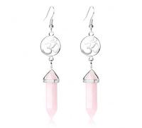 HYHJYMG jewelry for women Natural Gem Stone 3D Charms Earring Decoration for Luck Hexagonal Silver Color Opal Purple Crystal Women Jewelry women's jewelry