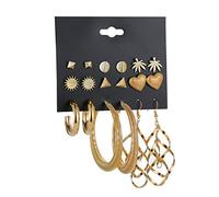 HYHJYMG jewelry for women Women Silver Earrings, European Brand Big Circle Set Women Hoop Earrings Trendy Brincos Combination Gold Silver Color Alloy Party Jewelry Gifts For Girlfriend, Wife, Sister,