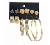 HYHJYMG jewelry for women Women Silver Earrings, European Brand Big Circle Set Women Hoop Earrings Trendy Brincos Combination Gold Silver Color Alloy Party Jewelry Gifts For Girlfriend, Wife, Sister,