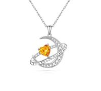 HYHJYMG jewelry Silver Birthstone Planet Moon Pendant for Women Simple Adjustable saturn Fine Jewelry for Birthday for Women Jewelry for girls