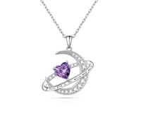 HYHJYMG jewelry Silver Birthstone Planet Moon Pendant for Women Simple Adjustable saturn Fine Jewelry for Birthday for Women Jewelry for girls