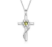 HYHJYMG jewelry Sterling Silver Opal Flower Cross Pendant Baptism Jewelry First Communion Gifts for Women Goddaughter Jewelry for girls
