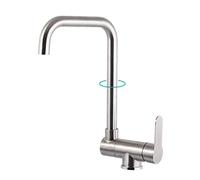 HYHJYMG Kitchen faucets 304 Stainless Steel Kitchen hot and Cold Faucet Folding Rotation Single Hole Inner Window Sink Sink Basin Short Faucet