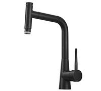 HYHJYMG Kitchen Sink Mixer Tap with Pull Down Sprayer,Kitchen Taps Brass Hot and Cold 360° Rotation 2 Spray Types Single Hole Automatic Reset-Black