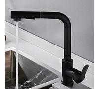 HYHJYMG Kitchen Sink Mixer Tap with Pull Down Sprayer,Kitchen Taps Dual Mode Spout Hot and Cold Seven-Shaped Tube Stretch 360° Rotation Brass Faucet Black-A