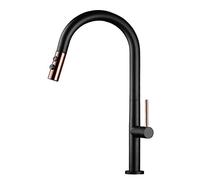 HYHJYMG Kitchen Sink Mixer Tap with Pull Down Sprayer,Kitchen Taps Single Hole Hot and Cold 360° Rotation with Shower Mode Brass Kitchen Faucet-B