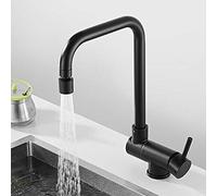 HYHJYMG Kitchen Taps Inside Window Kitchen Sink Tap Foldable Hot and Cold Rotating 304 Stainless Steel Kitchen Sink Faucet-Black