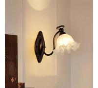 HYHJYMG lamp Brushed Gold LED Sconces Black Milk Glass Flower Sconce Floral Mid Century Mounted Light Fixtures Brown Farmhouse Wall Lamp for Bedroom Bedside Living Room Bathroom