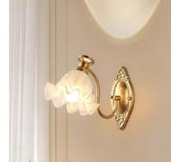 HYHJYMG lamp Brushed Gold LED Sconces Black Milk Glass Flower Sconce Floral Mid Century Mounted Light Fixtures Brown Farmhouse Wall Lamp for Bedroom Bedside Living Room Bathroom