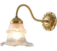 HYHJYMG lamp Flower Light Brushed Brass Milk Glass Antique Gold Mid Century Mounted Nordic Modern Floral Sconce Gooseneck Farmhouse Wall Lamp for Bedroom Living Room Bathroom