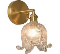 HYHJYMG lamp Gold Adjustable Sconce Amber Tulip Glass Shade Bathroom Vanity Light Fixture Modern Farmhouse Flower Floral Wall Mounted Lamp for Bedroom Bedside Living Kitchen Dining Room