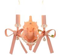 HYHJYMG lamp Pink Bow Girls Nordic Modern Night Light Fixture Pearl Decor Sconce Candle Hardwired French Wall Mounted Lamp for Kids Bedside Children Nursery Room