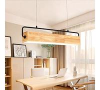HYHJYMG LED Ceiling Pendant Light Wooden Dining Room Rectangular Elegant Design Pendant Lamp Modern Living Room Bedroom Chandelier Height Adjustable Black Decor Pendant Light