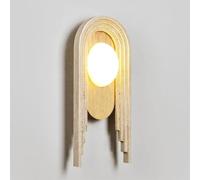 HYHJYMG Light Creative Cream Yellow Travertine Wall Lamp, Light Source 9 W Warm Light, Retro Bedroom Bedside Wall Light, Living Room Study TV Background Wall Decorative Wall Sconce(Original Wood