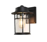 HYHJYMG Light Modern Wall Sconce, European Wall Light Outdoor Wall Light 28cm Die-Cast Aluminium Fixture Waterproof Matte Black Complete Small External Wall Lamp with Clear Galss E27 Socket Wall