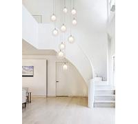 HYHJYMG Loft Duplex Apartment Staircase Lamp Chandelier Modern Minimalist Nordic Glass Ball Hollow Living Room Chandelier Decor Pendant Light