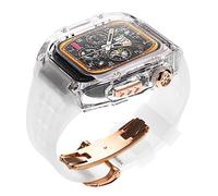 HYHJYMG Luxury Transparent Watch Case And Watch Band,For 8 7 6 5 4 SE 44mm 45mm Series Watch Change Silicone Strap Mod Kit,Rubber Sports Watch Band With Tool