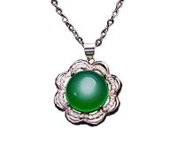 HYHJYMG Natural Chalcedony Pendant 925 Silver Inlaid Jade Agate Necklace Send