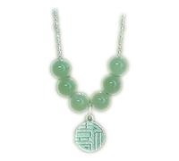 HYHJYMG Natural Feng Shui Green Hetian Jade Necklace Pendant for Women Genuine Yoga Peaceful and Blessed Plaque S925 Silver