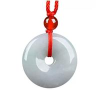 HYHJYMG Natural Feng Shui White Jade Necklace Pendant for Women Genuine Yoga Jade Peace Buckle Auspicious