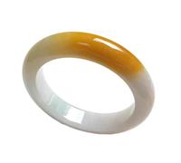HYHJYMG Natural Jade Ice Glutinous White Yellow Bangle 58-62mm Fengshui Jade bracelet For