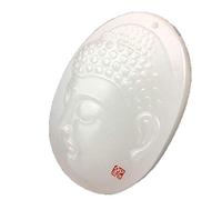 HYHJYMG Natural White Jade Buddha Head Pendant Necklace