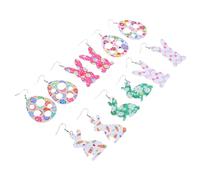 HYHJYMG Ornaments 6 Pairs Easter Ring Hoops Ears Plush Bunny Rabbit Nose Piercings Pet Small Hoop Shower Games Drop Earring Trendy Egg Earrings Leather Ornaments