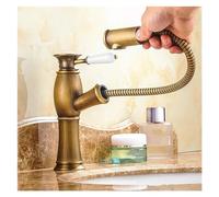 HYHJYMG Pull Out Basin Sink Faucets Mixer Tap Brass Bathroom Antique Bronze Faucet Pull Out Modern Bath Black Gold Faucet,Easy Install