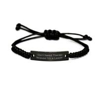 HYHJYMG Sarcastic Lawyer Gifts, I Don't Need Therapy Because I'm a Lawyer, Graduation Black Rope Bracelet for Lawyer from Colleagues, Friendship, Black Bracelet, Friendship Bracelet, Gift for Friend