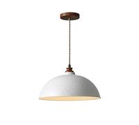 HYHJYMG Single Head Pendant Lamp Wooden Art Chandelier Japanese Retro Lighting Fixture White Metal Lamp Shade Adjustable Hanging E27 Base Decorateive Lights for Kitchen Island Bedroom