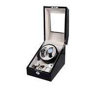 HYHJYMG Spinner winding box Watch Winder - 2+3 Carbon Fiber Leather Automatic Watch Shaker Rotator Watch Storage Box Display Holder Mute Motor Mechanical Watch Winding Mover with Lock Quiet and well