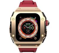 HYHJYMG Stainless Steel Watch Case Rubber Band，For Series 9 8 7 6 5 4 SE Replacement，Men Watch Case Straps Clasp Mod Kit，For Iwatch Series 45mm 44mm Accessories
