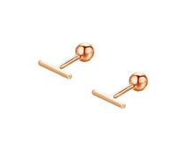 HYHJYMG Sterling Silver Mini Bar Earrings for Women Girls 14K Gold Plated Minimalist Tiny Short Bars 20g Barbell 4mm Ball Stud Tragus Post Screw Back Hypoallergenic Dainty Jewelry