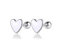 HYHJYMG Sweet Glaze Heart Screw Stud Earrings For Women Wedding Fine Jewelry