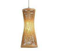HYHJYMG Wicker Rattan Pendant Lamp Lantern, Retro Chandelier Bamboo Spiral Shade Farmhouse Home Lighting Country Restaurant Cafe Bar Table Game Room Ceiling Lamp Interesting
