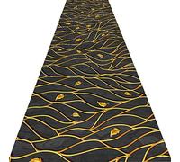 HYHMJ-0.6Mm Thick Black Underside Inlaid with Gold Leaves Hallway Runner Rug Machine Washable Not Curl Practical Short Pile Carpe Multifunction Creative Carpet,A,130x200cm