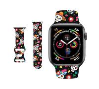 HYHMXB Chic Breathable Character Halloween Bands Compatible with Apple Watch 38mm 40mm 41mm M/L, Grade Soft Silicone Sports Wristband Strap for iWatch SE & Series 8 7 6 5 4 3 2 (Happy Skull)