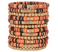 HYHONEY 12pcs Friendship Bracelets Beaded Bracelets Heishi Bracelet Cute Bracelets Stack Vinyl Clay Disc Bead Surfer Stretch Summer Beach Bracelets For Women Preppy Bracelets, adjustable, clay