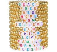 HYHONEY 12pcs Friendship Bracelets Beaded Bracelets Heishi Bracelet Cute Bracelets Stack Vinyl Clay Disc Bead Surfer Stretch Summer Beach Bracelets For Women Preppy Bracelets, adjustable, clay