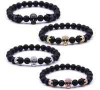 HYHONEY Beaded Bracelets Bracelets for Men Women His and Hers Couples Bracelets Elastic Adjustable Mens Bracelet, One Size, Stone, stone