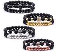 HYHONEY Beaded Bracelets Bracelets for Men Women His and Hers Couples Bracelets Elastic Adjustable Mens Bracelet, One Size, Stone, stone