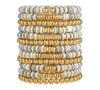 HYHONEY Friendship Bracelets Beaded Bracelets Heishi Bracelet Cute Bracelets Stack Vinyl Clay Disc Bead Surfer Stretch Summer Beach Bracelets For Women Preppy Bracelets, One Size, Stone, clay
